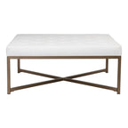 Studio Designs Home Camber Metal and Tufted Leather Large Cocktail Ottoman