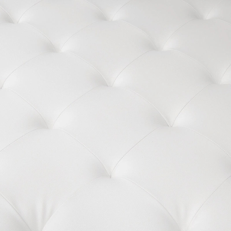 Studio Designs Home Camber Metal and Tufted Leather Large Cocktail Ottoman