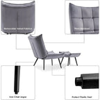 Mcombo Accent Chair with Ottoman, Velvet Tufted Wingback Chair, Upholstered Chairs with Metal Legs for Bedroom Living Room 4079