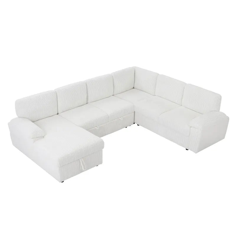 Modular Storage Sectional Sofa Couch Free Combination L/U Shaped Corduroy Upholstered Convertible Sleeper Sofabed Daybed