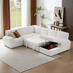 Modular Storage Sectional Sofa Couch Free Combination L/U Shaped Corduroy Upholstered Convertible Sleeper Sofabed Daybed