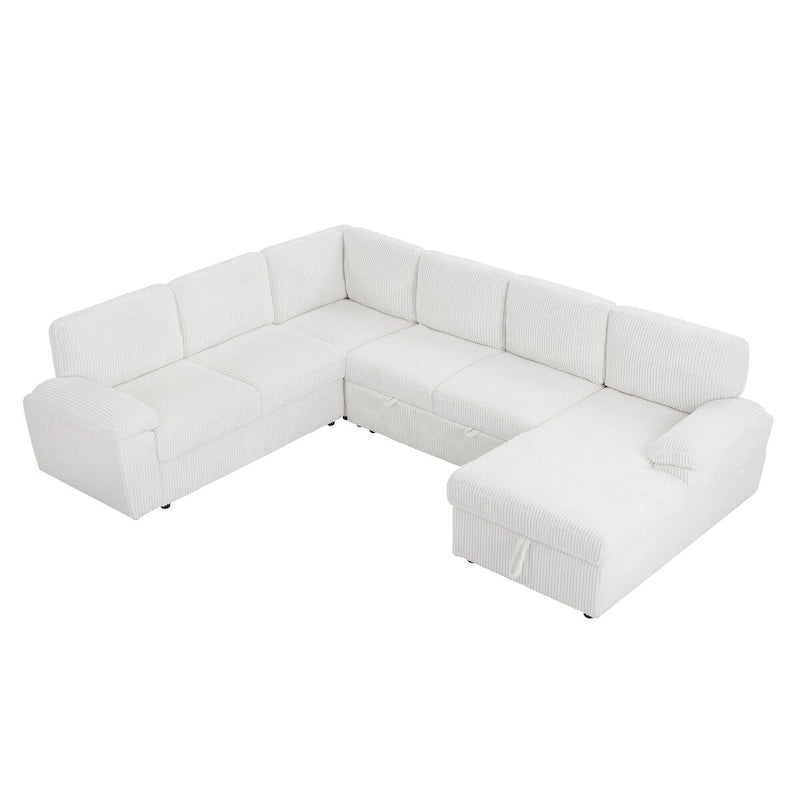 Modular Storage Sectional Sofa Couch Free Combination L/U Shaped Corduroy Upholstered Convertible Sleeper Sofabed Daybed