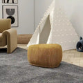 Pebble 26" Rounded Triangle Cocktail Ottoman – Mustard Yellow Tweed, 250 lb Capacity