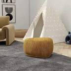 Pebble 26" Rounded Triangle Cocktail Ottoman – Mustard Yellow Tweed, 250 lb Capacity