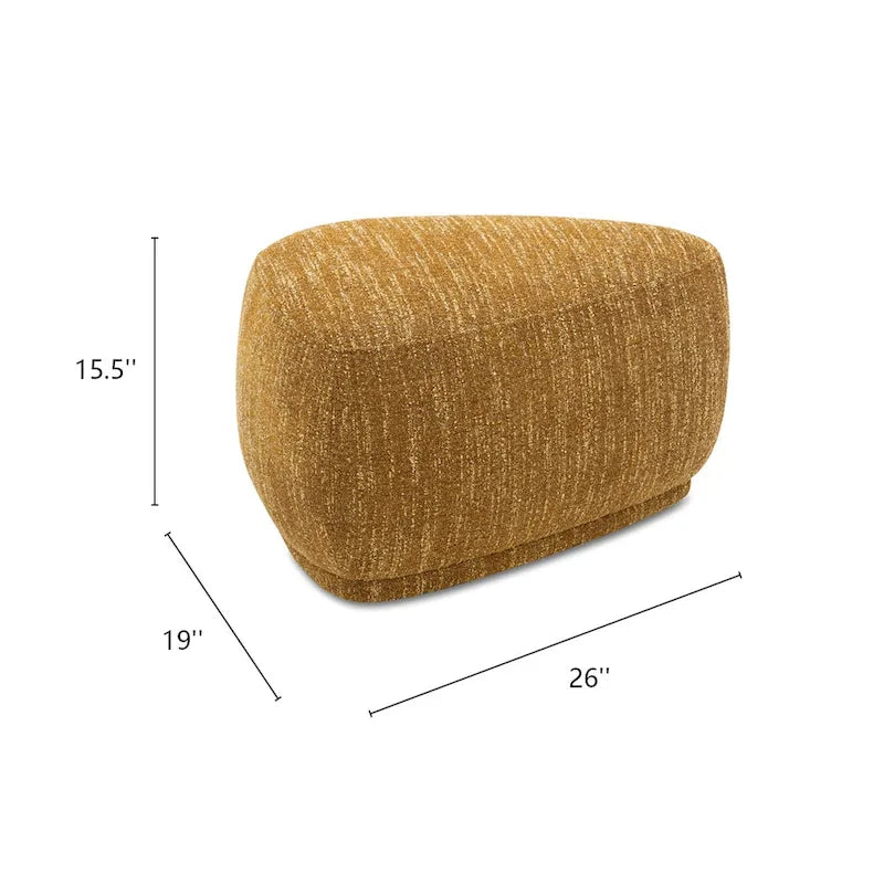 Pebble 26" Rounded Triangle Cocktail Ottoman – Mustard Yellow Tweed, 250 lb Capacity