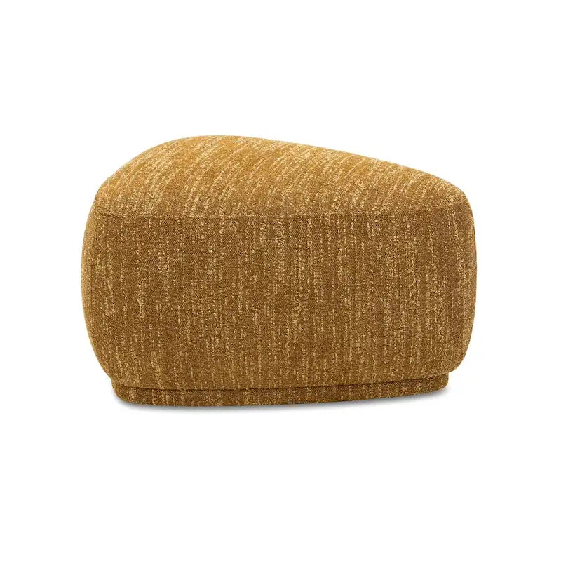 Pebble 26" Rounded Triangle Cocktail Ottoman – Mustard Yellow Tweed, 250 lb Capacity