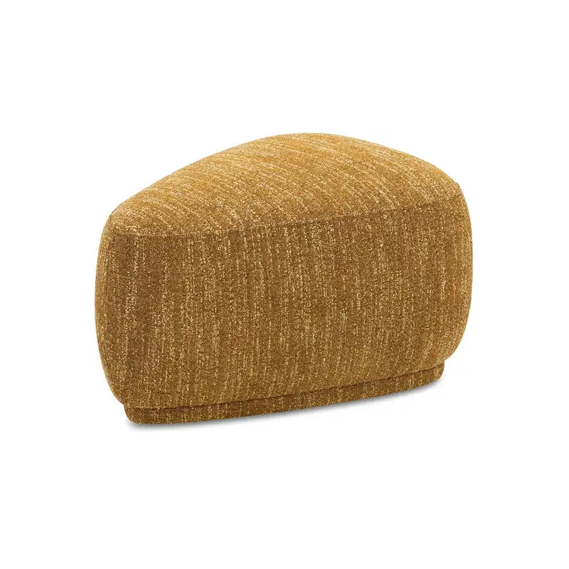 Pebble 26" Rounded Triangle Cocktail Ottoman – Mustard Yellow Tweed, 250 lb Capacity