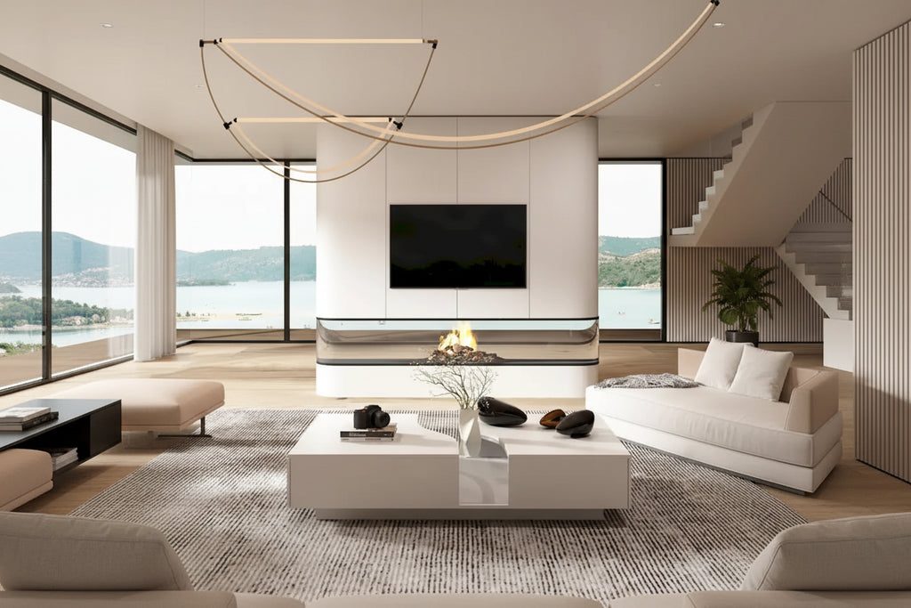 Function & Elegance: Modern LED-Lit Coffee Table with Glass Top