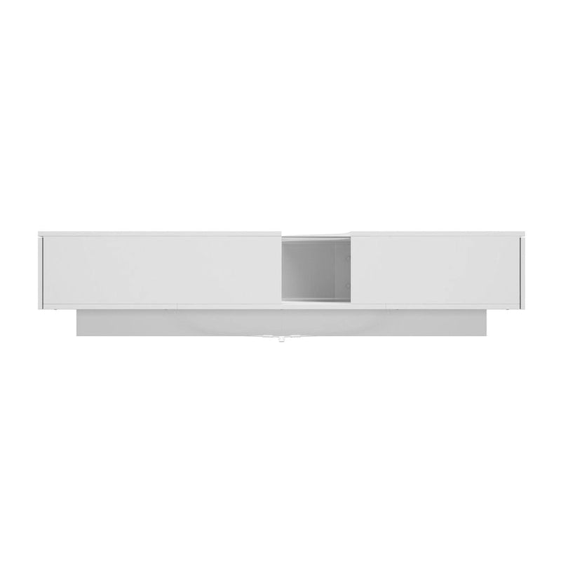 Modern LED-Lit Coffee Table with Tempered Glass Top & 2 Drawers – 7-Color LED