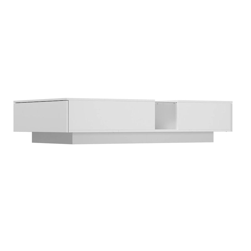 Modern LED-Lit Coffee Table with Tempered Glass Top & 2 Drawers – 7-Color LED