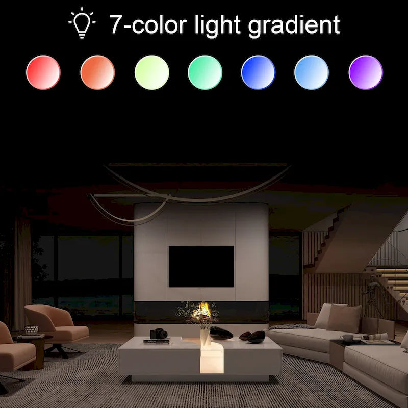 Modern LED-Lit Coffee Table with Tempered Glass Top & 2 Drawers – 7-Color LED