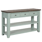 Modern Solid Pine Wood Top Console Table with 3 Drawers and 2 Shelves