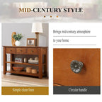 Modern Solid Pine Wood Top Console Table with 3 Drawers and 2 Shelves