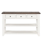 Modern Solid Pine Wood Top Console Table with 3 Drawers and 2 Shelves