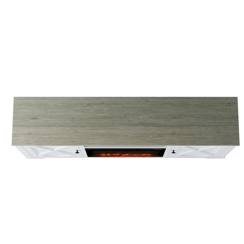70 Farmhouse TV Stand with Fireplace, Fits up to 75 TV - 70W x 30H x 14.5D