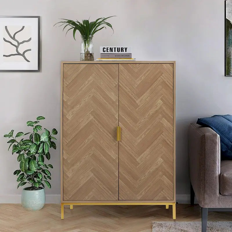 Anmytek Modern 2-Door Wood Buffet Sideboard Accent Storage Cabinet with Adjustable Shelves