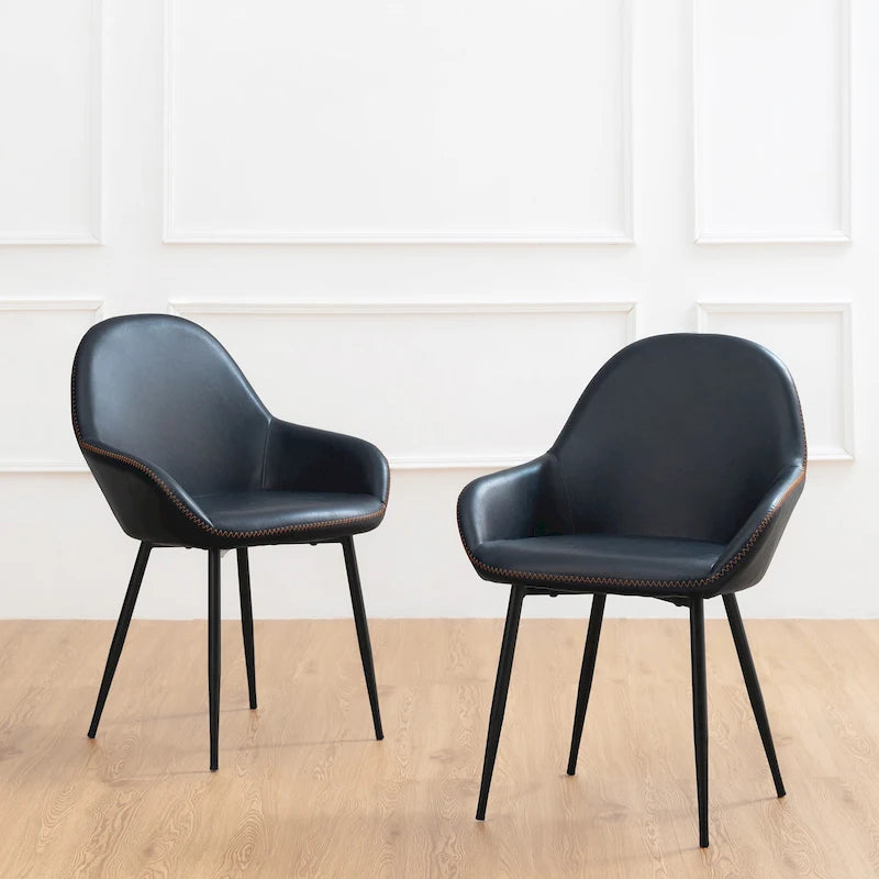 Glitzhome Set of 2/4/6 Mid-Century Modern Faux Leather Accent Dining Chairs