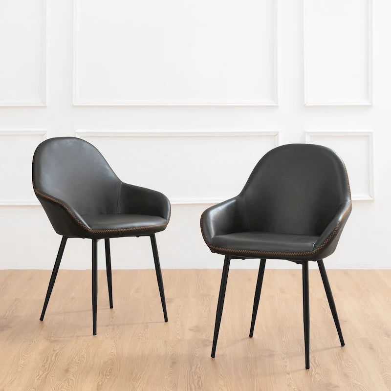 Glitzhome Set of 2/4/6 Mid-Century Modern Faux Leather Accent Dining Chairs