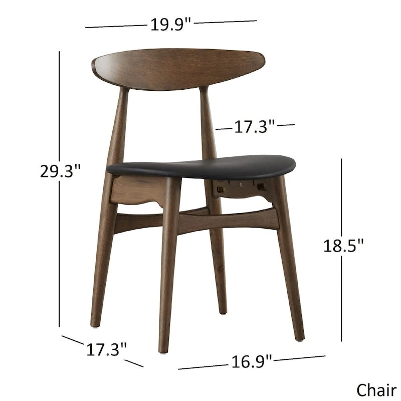 Nadine Dark Walnut Finish Glass Table Top Round Dining Set - Curved Back Chairs by iNSPIRE Q Modern