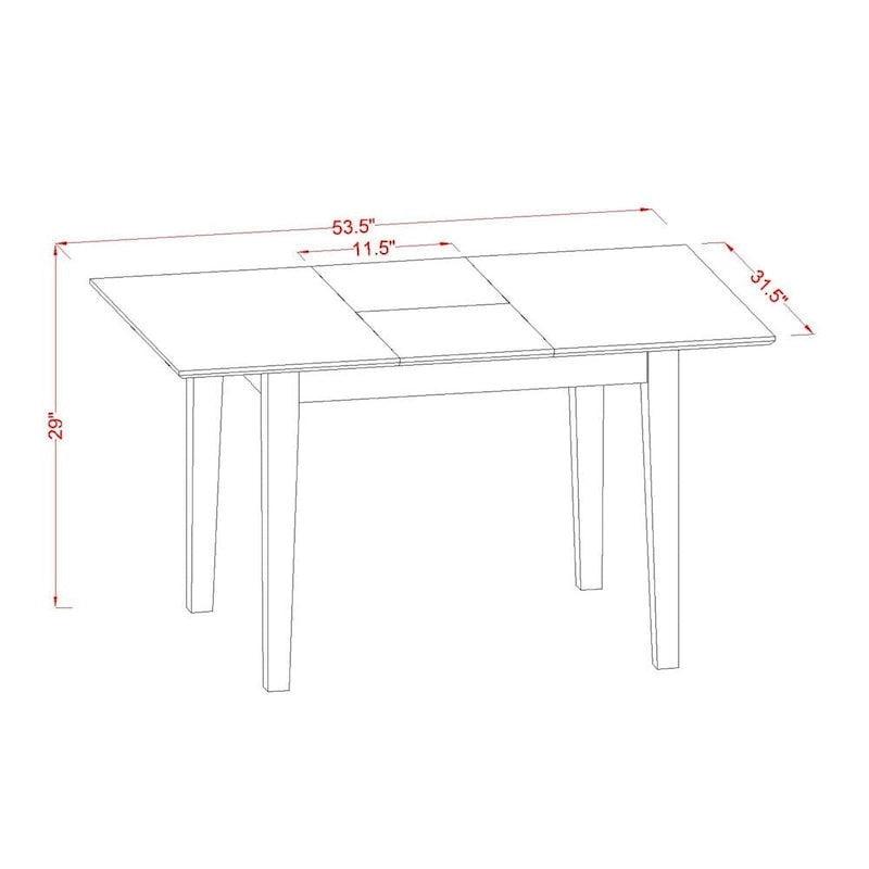East West Furniture Dining Table Set Contains a Rectangle Dining Table and Dining Chairs with a Bench (Chair Seat Type Options)