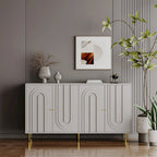 60-in Modern Blue/ Grey Lacquered 4 Door Wooden Sideboard Buffet Server Accent Storage Cabinet
