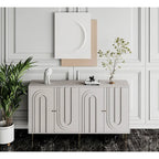 60-in Modern Blue/ Grey Lacquered 4 Door Wooden Sideboard Buffet Server Accent Storage Cabinet