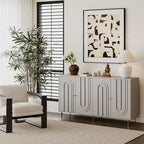 60-in Modern Blue/ Grey Lacquered 4 Door Wooden Sideboard Buffet Server Accent Storage Cabinet