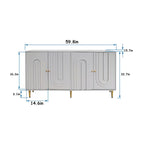 60-in Modern Blue/ Grey Lacquered 4 Door Wooden Sideboard Buffet Server Accent Storage Cabinet