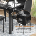 Grondin Modern Style 7-Piece Dining Room Table Set with Tempered Glass Tabletop and 6 PU Leather Upholstered Chairs