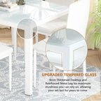 Grondin Modern Style 7-Piece Dining Room Table Set with Tempered Glass Tabletop and 6 PU Leather Upholstered Chairs