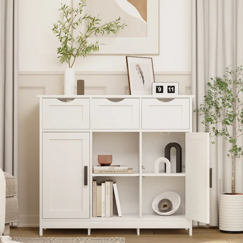 Wooden Floor Cabinet,with Drawers and Shelves Storage Cabinets,Accent Cabinet for Living Room,Bedroom