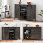 Farmhouse 47 Wine Bar Cabinet Buffet Sideboard Cabinet with 16 Bottle Wine Rack - 15.7D x 47.2W x 34.61H