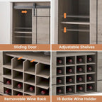 Farmhouse 47 Wine Bar Cabinet Buffet Sideboard Cabinet with 16 Bottle Wine Rack - 15.7D x 47.2W x 34.61H