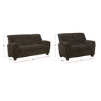 2 Piece Upholstered Living Room Set In Brown Finish