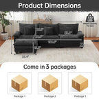 Modular Sectional Sofa Set Convertible Sectional Sleeper Sofa with Chaise for Apartment