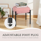 Faux Teddy Fur Round Vanity Stool, Ottoman Foot Stool