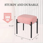 Faux Teddy Fur Round Vanity Stool, Ottoman Foot Stool
