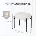 Faux Teddy Fur Round Vanity Stool, Ottoman Foot Stool