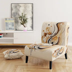 Designart Brown And Black Movement IV Upholstered Modern & Contemporary Accent Chair and Modern & Contemporary Arm Chair