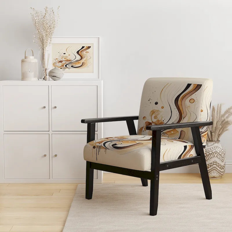Designart Brown And Black Movement IV Upholstered Modern & Contemporary Accent Chair and Modern & Contemporary Arm Chair