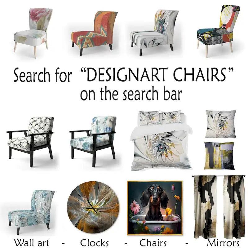 Designart Brown And Black Movement IV Upholstered Modern & Contemporary Accent Chair and Modern & Contemporary Arm Chair