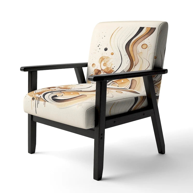 Designart Brown And Black Movement IV Upholstered Modern & Contemporary Accent Chair and Modern & Contemporary Arm Chair