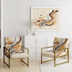 Designart Brown And Black Movement IV Upholstered Modern & Contemporary Accent Chair and Modern & Contemporary Arm Chair