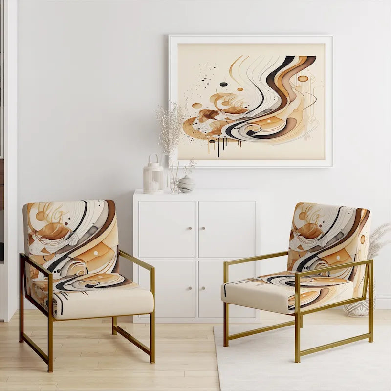 Designart Brown And Black Movement IV Upholstered Modern & Contemporary Accent Chair and Modern & Contemporary Arm Chair