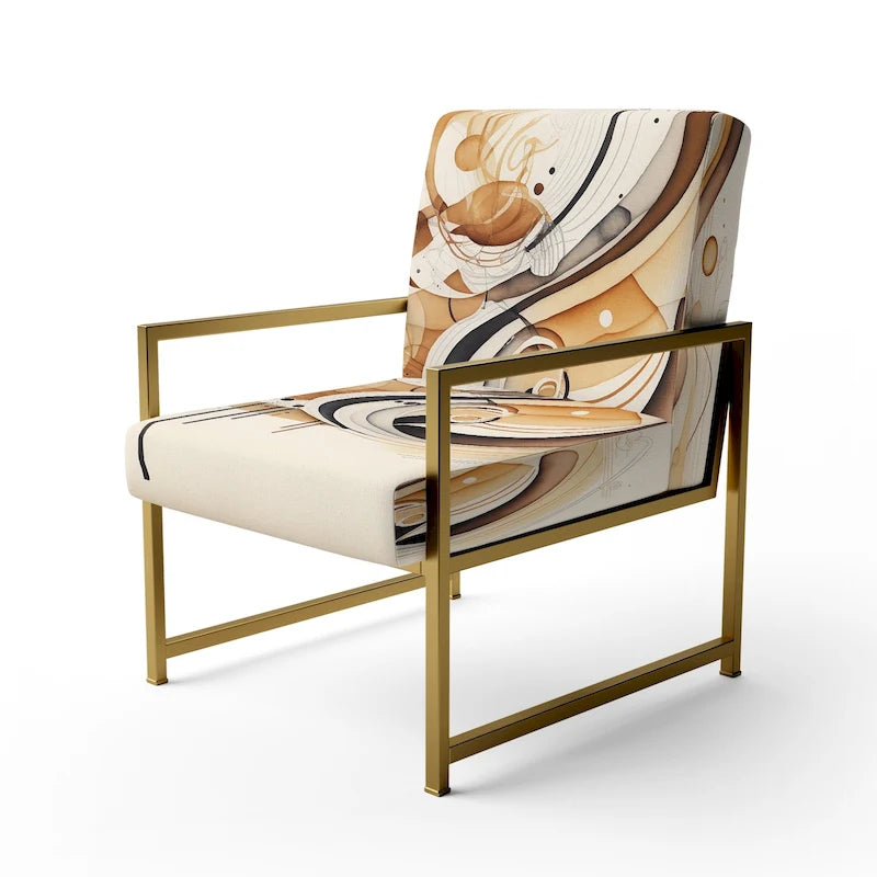 Designart Brown And Black Movement IV Upholstered Modern & Contemporary Accent Chair and Modern & Contemporary Arm Chair