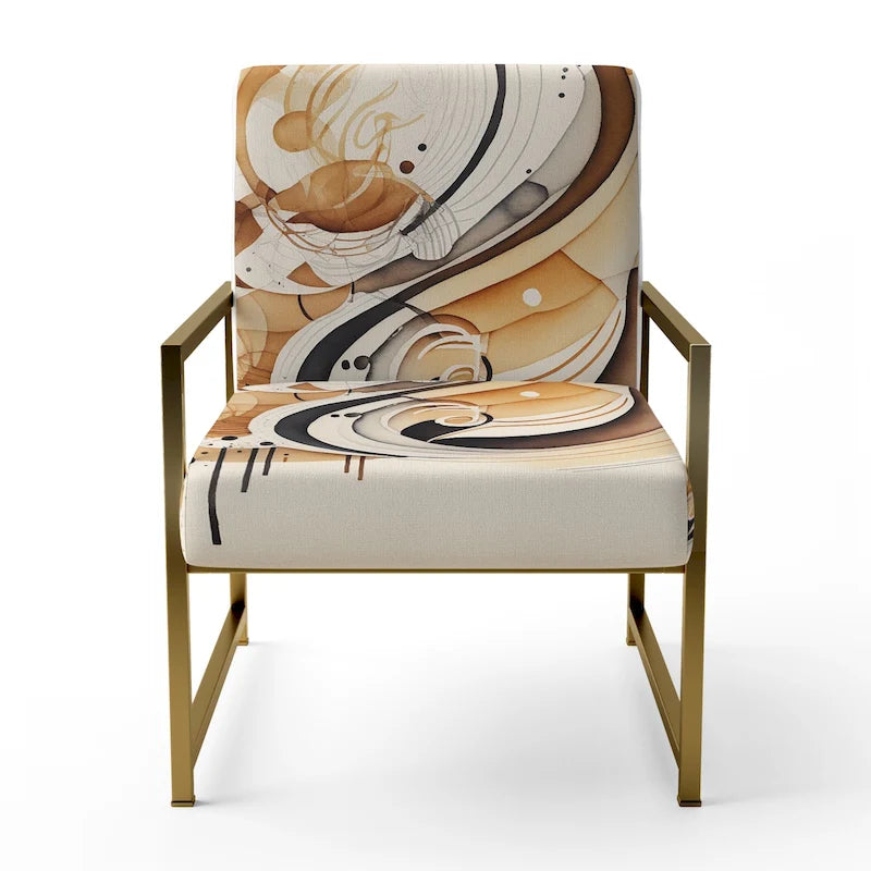 Designart Brown And Black Movement IV Upholstered Modern & Contemporary Accent Chair and Modern & Contemporary Arm Chair
