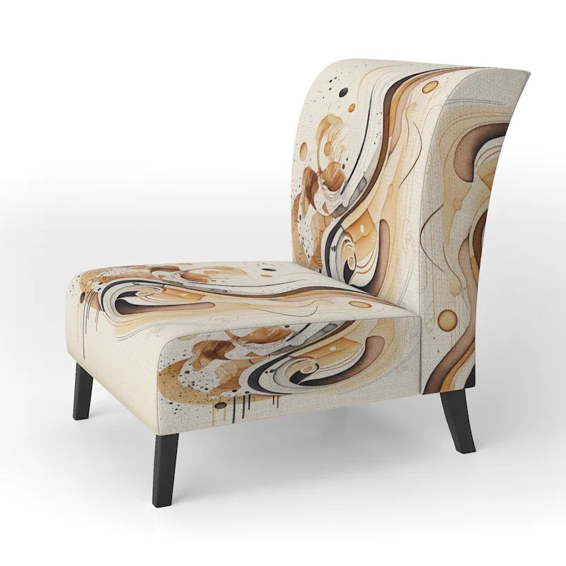 Designart Brown And Black Movement IV Upholstered Modern & Contemporary Accent Chair and Modern & Contemporary Arm Chair