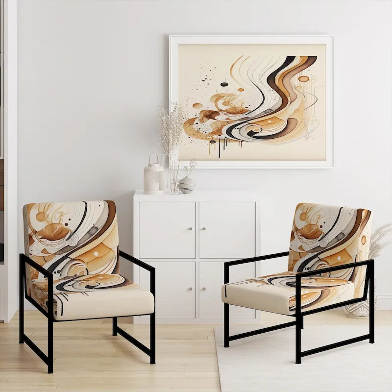 Designart Brown And Black Movement IV Upholstered Modern & Contemporary Accent Chair and Modern & Contemporary Arm Chair
