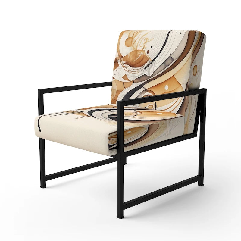 Designart Brown And Black Movement IV Upholstered Modern & Contemporary Accent Chair and Modern & Contemporary Arm Chair
