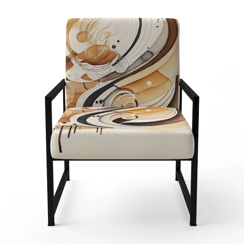 Designart Brown And Black Movement IV Upholstered Modern & Contemporary Accent Chair and Modern & Contemporary Arm Chair
